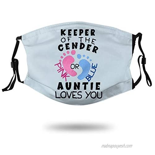 Keeper of The Gender Pink Or Blue Auntie Loves You Gender Reveal Face Mask Men Woman Reusable Anti Dust Adjustable Unisex Face Masks Breathable