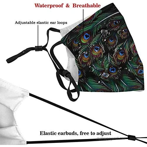 Magnificent Flying Peacock Face Mask Unisex Balaclava Mouth Cover With Filter Windproof Dustproof Adjustable Mask