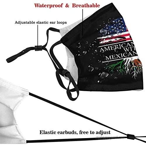 Mexican Flag-Face Mask with 2 Filter Breathable-Adjustable Filters Mask Mexico Balaclava for Men Women