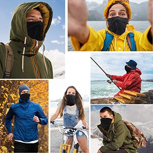 Neck Gaiter Mask Face Reusable Balaclava Face Cover Scarf Washable for Men and Women Breathable Fishing Hiking Running Cycling Black Bandana Mask