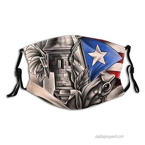 Prientomer Puerto Rico Flag Face Mask  With 2 Filters For Men And Women Balaclava Bandana
