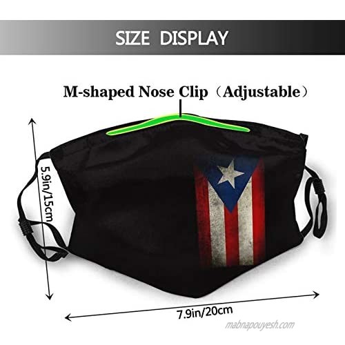 Puerto Rico Boricua Face Mask Unisex Balaclava Mouth Cover With Filter Windproof Dustproof Adjustable