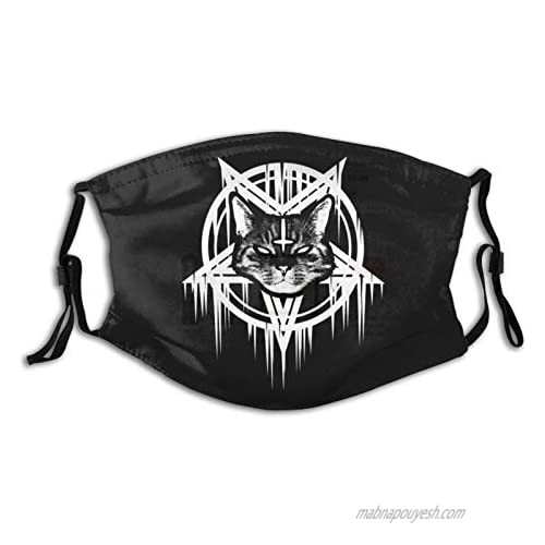 Satanic Black Metal Cat Face Mask With 2 Pcs Filters  Washable Reusable Scarf Balaclava For Men Women &Teenage Black