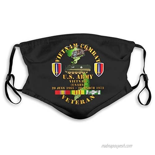 Vietnam Combat Veteran - Us Army Vietnam Outdoor Mask Protective 5-Layer Activated Carbon Filters Adult Men Women Bandana