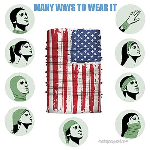 YACHIC American US Flag Face Mask Magic Bandana 3D Seamless Balaclava Unisex Face Cover
