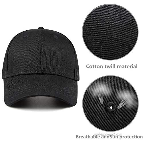 AOHAN Baseball Cap Men Women Low Profile Black Hat Adjustable Cotton Caps for Running Cycling Hiking Golf Drive Unisex