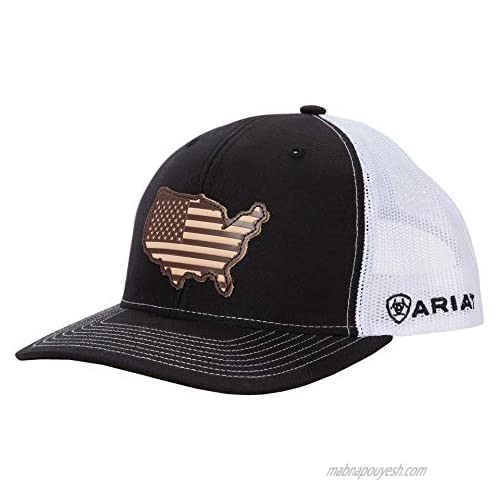 ARIAT Men's Black USA Country Leather Patch Mesh Cap