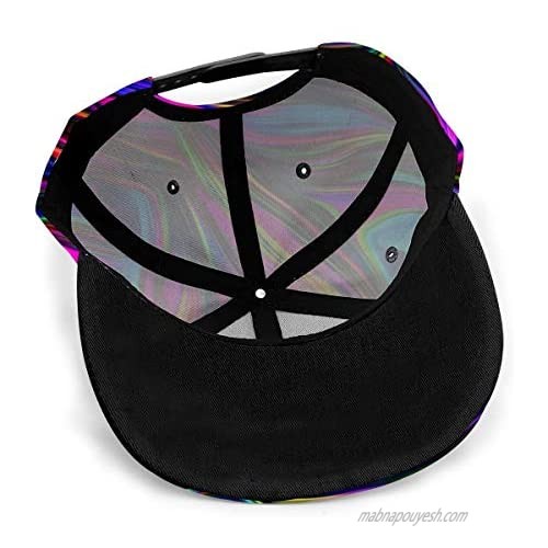 Baseball Cap Men Women - Rainbow Tie Dye Adjustable 3D Printed Snapback Flat Bill Hip Hop Hat