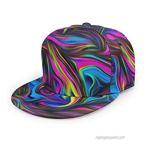 Baseball Cap Men Women - Rainbow Tie Dye Adjustable 3D Printed Snapback Flat Bill Hip Hop Hat