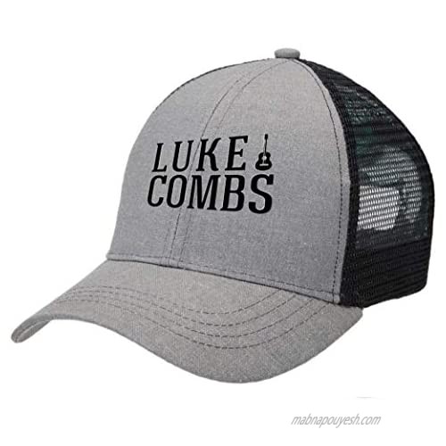 DaisyUp Luke Combs Grey and Black Trucker Style Hat One Size Men and Women