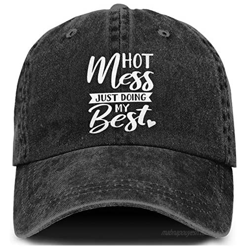 Hot Mess Just Doing My Best Hats  Vintage Adjustable Washed Distressed Cotton Baseball Caps for Women Men …