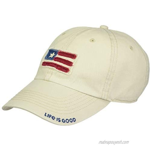 Life is good Unisex Tattered Chill Flag Applique BONE  One Size