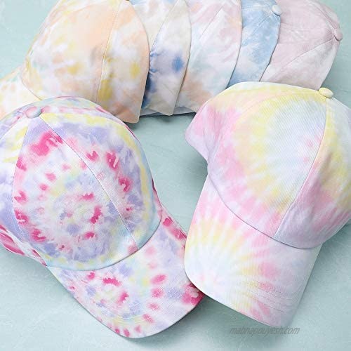 MIRMARU 100% Cotton Colorful Tie Dye Dad Hat - Pastel Spiral Baseball Cap with Size Adjustable Strap for Women and Men.