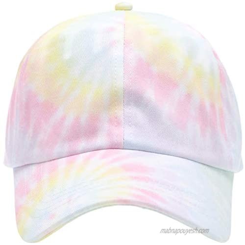 MIRMARU 100% Cotton Colorful Tie Dye Dad Hat - Pastel Spiral Baseball Cap with Size Adjustable Strap for Women and Men.