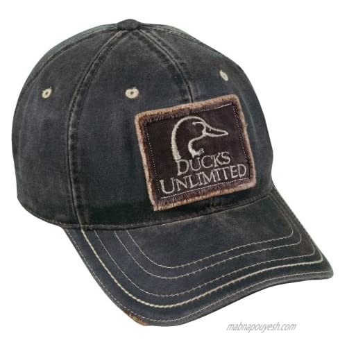 Mossy Oak Ducks Unlimited Frayed Patch on Weathered Cotton Cap  Dark Brown