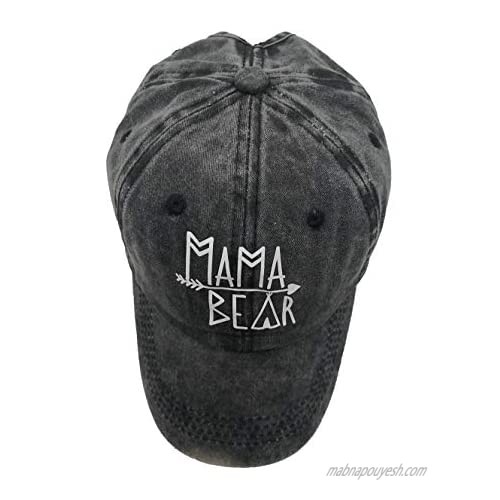 OASCUVER Mama Bear Denim Hat Adjustable Female Stretch Baseball Hats