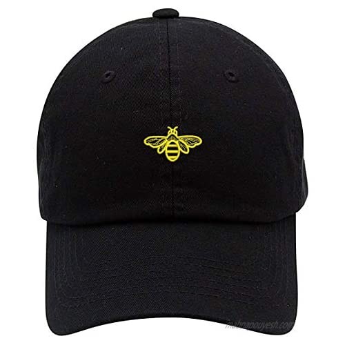 TOP LEVEL APPAREL Bee Embroidered Brushed Cotton Dad Hat Cap