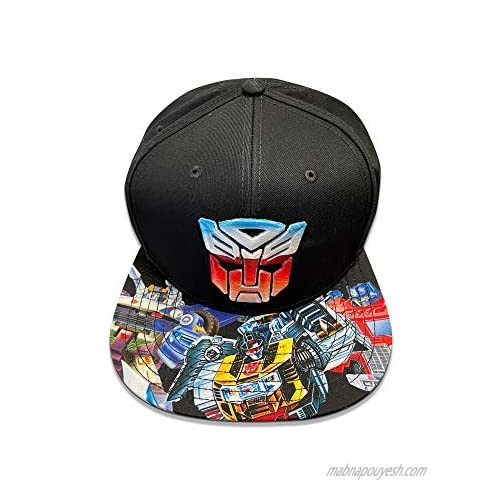 Transformers Autobots Color Shield Retro 80's Cartoon Embroidered and Printed Snapback Hat Snapback Cap Hat Black