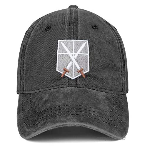 Unisex Adjustable Anime Attack on Titan Corps Logo Embroidery Hat Fashionable Washed Baseball Cap Denim Hat