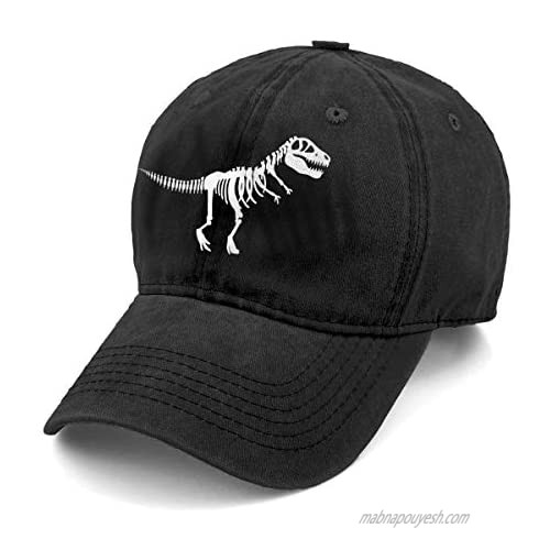 Unisex T Rex Skeleton Dinosaur Denim Hat Adjustable Washed Dyed Cotton Dad Baseball Caps