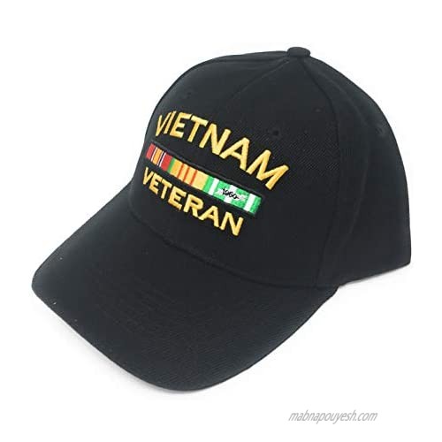 Vietnam Veteran Hat- Embroidered Black Vietnam Veteran Cap