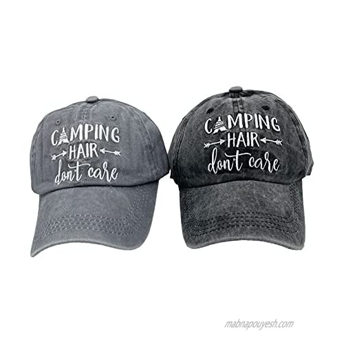 Waldeal 2 Pack Embroidered Camping Hats Adjustable Camp Hair Baseball Cap Trailer Accessories