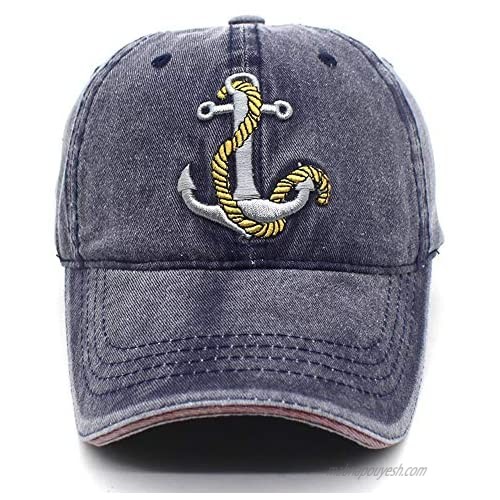 XRDSS Anchor Embroidered Cotton Washed Dad Hat Distressed Retro Baseball Hat