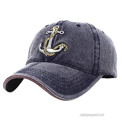 XRDSS Anchor Embroidered Cotton Washed Dad Hat Distressed Retro Baseball Hat