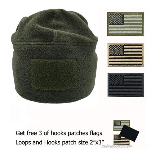 B-Sheep Winter Hat Tactical Beanie Fleece Military Tactical Skull Hook and Loop Fasteners Panel Get 3 Patches 3 Colors.