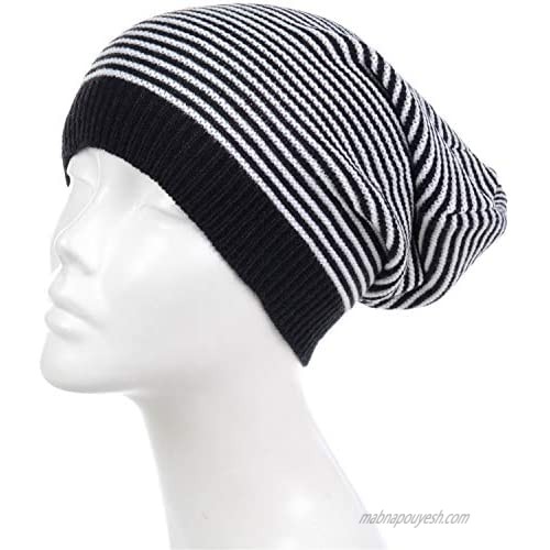 BYOS Unisex Everyday Lightweight Slouchy Knit Beanie Hat Solid Stripes Chevron