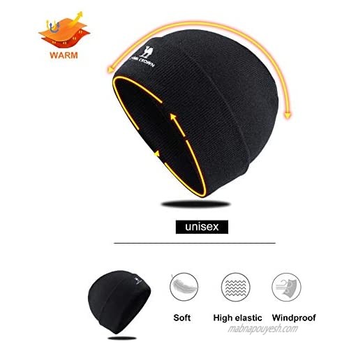 CAMEL CROWN 2-Pack Knit Hat Classic Warm Winter Knit Beanie Hat Raised Cuff Knit Hat for Men and Women