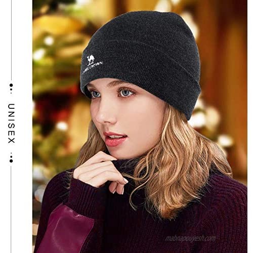 CAMEL CROWN 2-Pack Knit Hat Classic Warm Winter Knit Beanie Hat Raised Cuff Knit Hat for Men and Women
