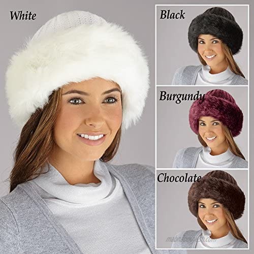 Collections Etc Faux Fur Trimmed Winter Fashion Hat