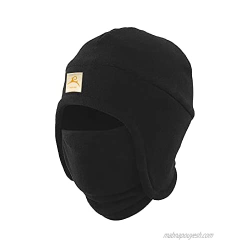 Fleece 2 in 1 Headwear Hat Helmet Liner Skull Cap with Face Mask Ultimate Thermal Retention and Performance