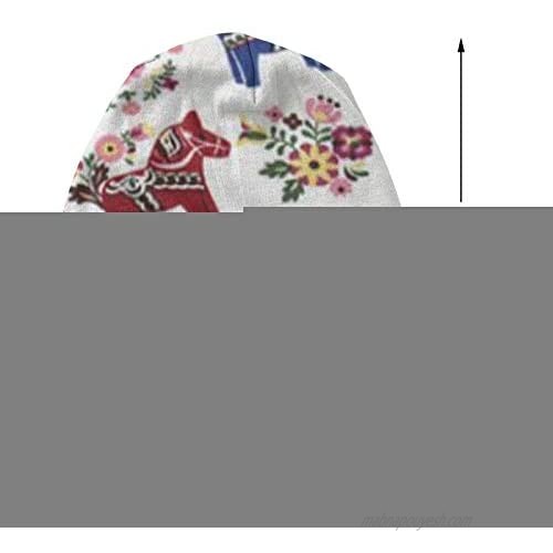 Floral Swedish Dala Horses Classic Men's Warm Winter Hats Beanie Cap Daily Beanie Hat