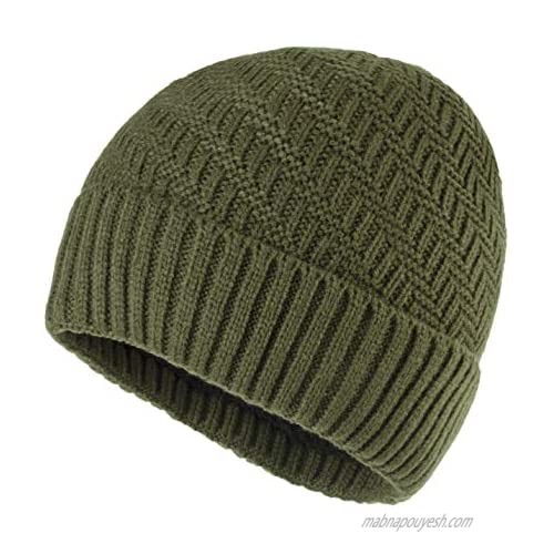 Home Prefer Daily Beanie Hat for Men Warm Winter Hats Thick Knit Cuff Beanie Cap