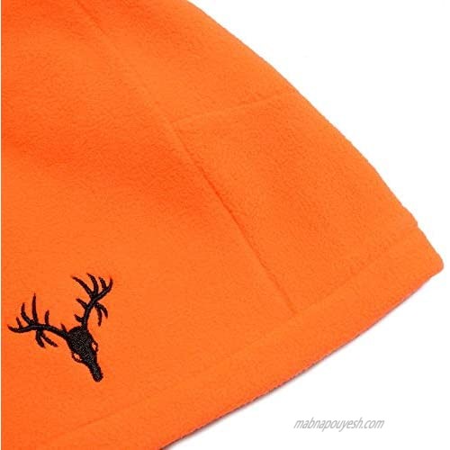 Jacob Ash Hot Shot Men’s Camo 4-Way Fleece Beanie – Blaze Orange Outdoor Hunting Camouflage