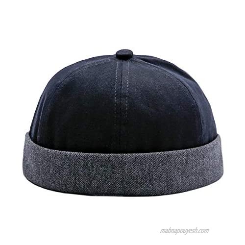 Mongous Mens Cotton Sailor Skull Cap Harbour Hat Retro Brimless Beanie Hat