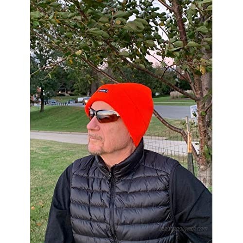 Oodoor Warm Winter Beanie Hats with 40gm Thinsulate Soft Stretchy - Cuffed Slouchy Beanies for Men Women - Neon Orange Red - Winter Toboggan Hats