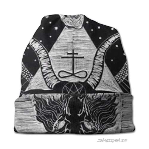 Pentagram Demon Satanic Goat Head Unisex Beanie Caps Skull Cap Fashion Turban Headband Knitted Ski Hat for Women Men Black