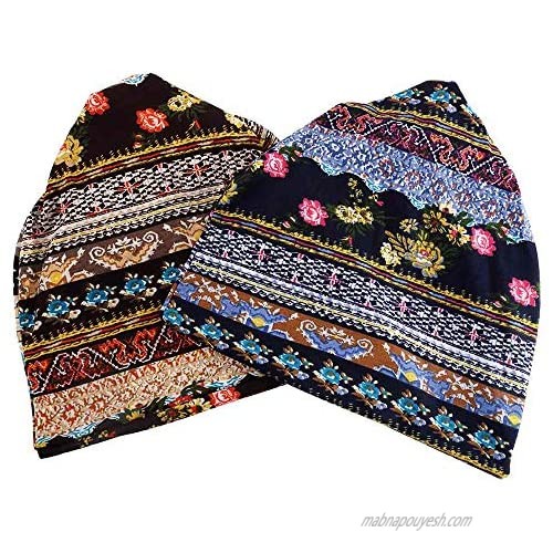 Quanhaigou Slouchy Beanie Hats Baggy Chemo Cap Scarf for Women Men Sport Casual Yoga Headwear Floral Prints Snood Hat