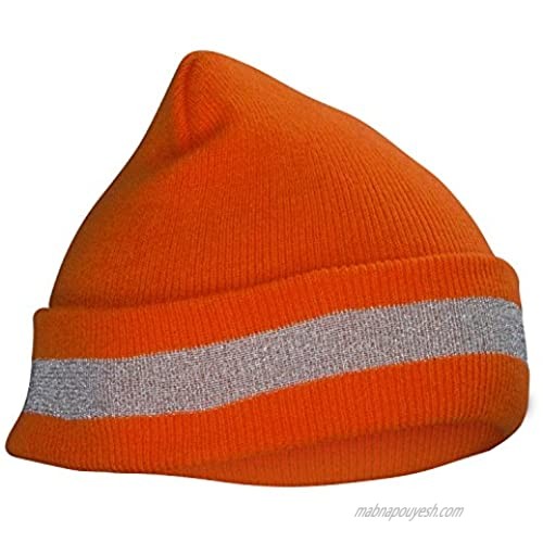 SAS Safety 692-1711 Knit Beanie  Orange with Reflective Trim
