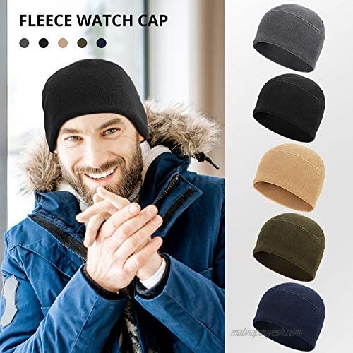 SATINIOR Fleece Watch Cap Skull Beanie Cap Men Winter Hat for Daily and Sports