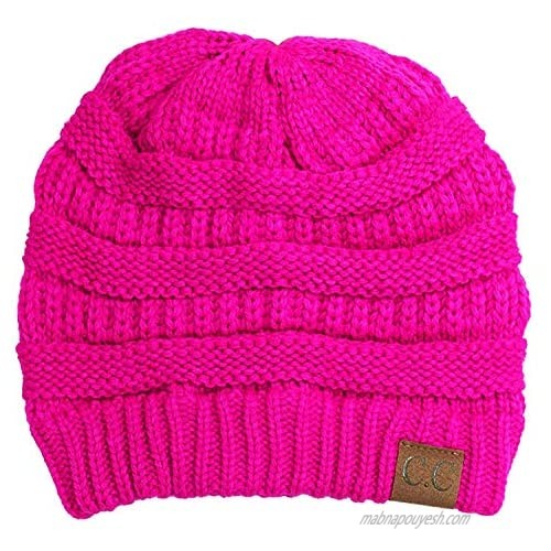 Solid Ribbed Beanie - Neon Hot Pink