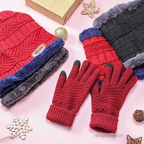 Winter Beanie Hat Scarf Gloves