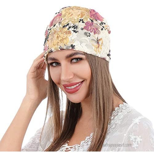 Women and Men Hat Pail Hat for Fashion Women Bonnets Fashion Women Outdoor Lace Flower Print hat Sleep Cap Bath Cap