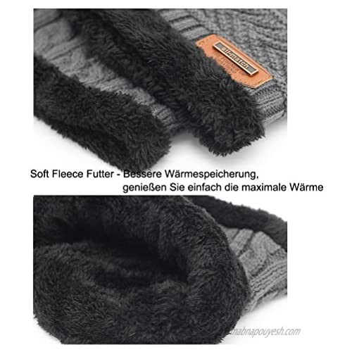 3Pcs Winter Beanie Hat Warmer Scarf Touchscreen Gloves Set for Men Women Warmer Neck Thick Knit Skull Cap