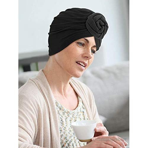 ASHILISIA Knotted Cotton Turban Hat Chemo Cap Headbands Muslim Turban for Women Hair Accessories