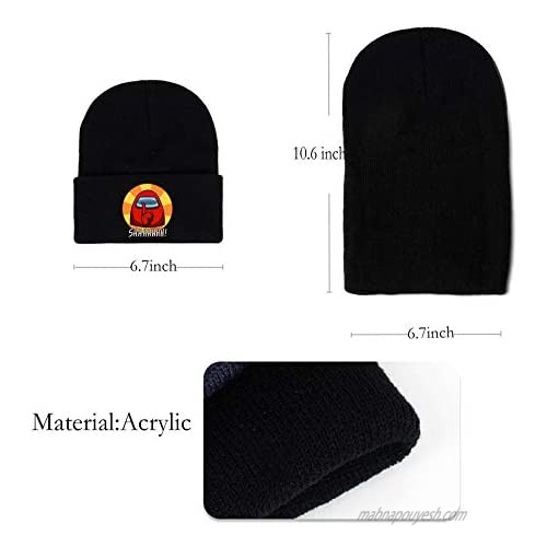 BESTARY Among Us Beanie Hat for Women Men Merch Cosplsy Autumn Winter Knit Hat Rib Knit Beanie Acrylic Hat