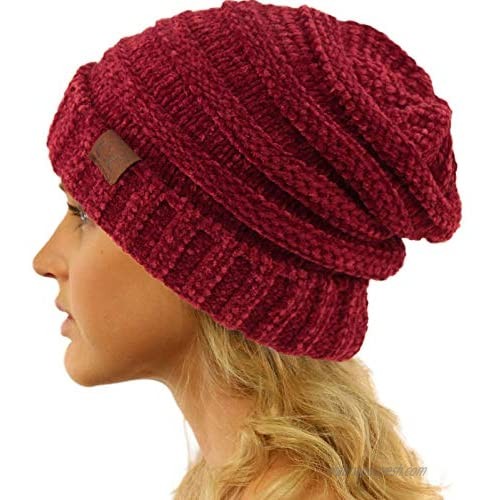C.C BYSUMMER Stylish Thick Soft Cable Knit Slouchy Warm Winter Beanie Hat